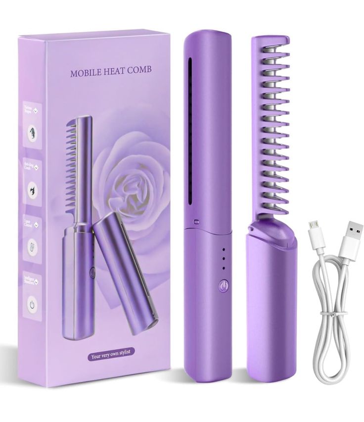 Meneflix Portable Mini Hair Straightener Cordless Rechargeable Mini Adjustable Hair Straightener Hot Comb